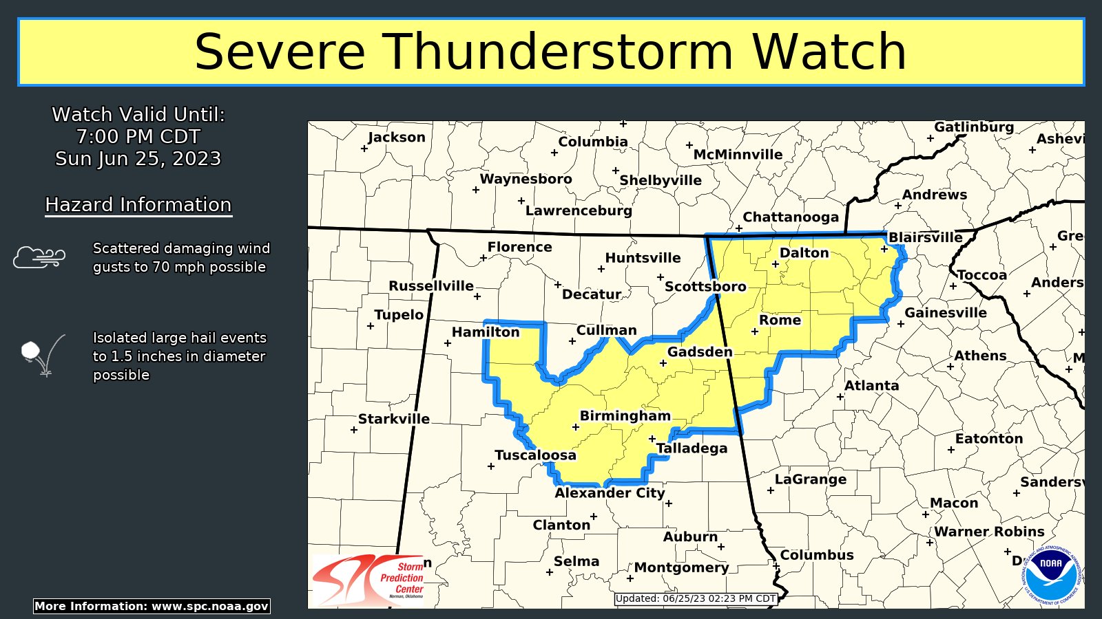 New Severe Thunderstorm Watch for Parts of Central Alabama Until 7 pm ...