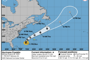 Late Update on Franklin: Top Winds 150 mph