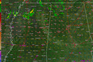 Storms Forming Over Mississippi, Marginal Risk of Severe Weather Overnight