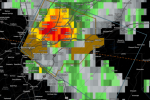 Strong Storm Over Eastern Birmingham:  Warning Issued for Jefferson County