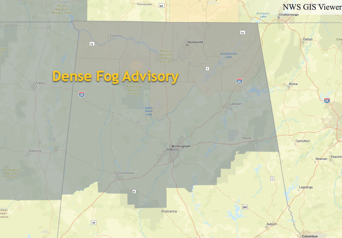 Dense Fog Advisory Through Saturday Morning The Alabama Weather Blog