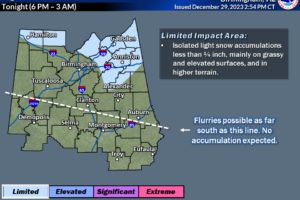NWS Birmingham Updates Their Impacts Forecast for Thsiis Evening’s Snow