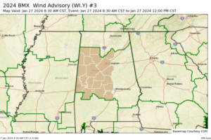 Wind Advisory Up for the Western Half of Central Alabama Until Midday