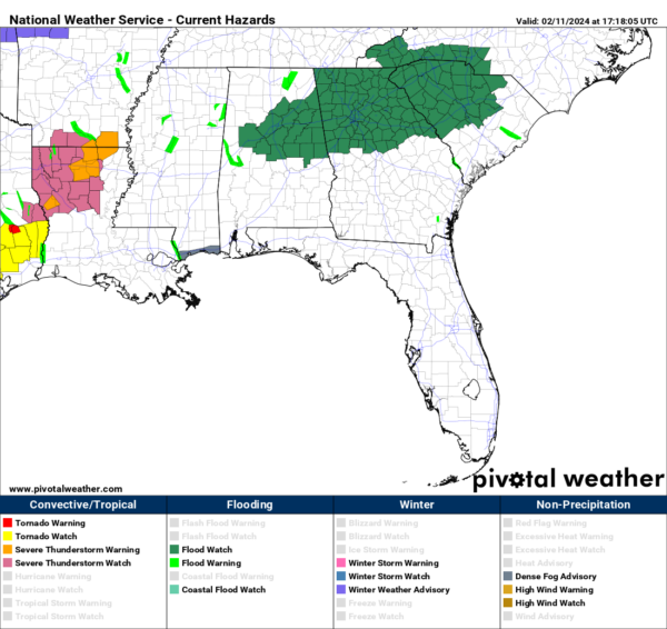 Flash flood watch through 6pm Monday: Alabama Weather Blog
