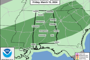 Rain/Strong Storms Tomorrow For Alabama; Mostly Dry Saturday