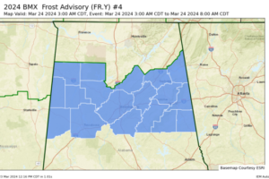 Frost Advisory Issued for Northern Portions of Central Alabama on Sunday Morning