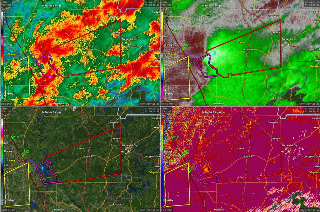 Tornado Warning for Southern Coosa County Be Alert Rockford, Kellyton