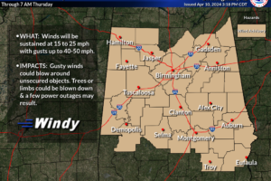 Wind Advisory for Central Alabama