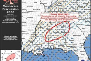 A Tornado Watch Likely To Be Issued Soon for Central Alabama