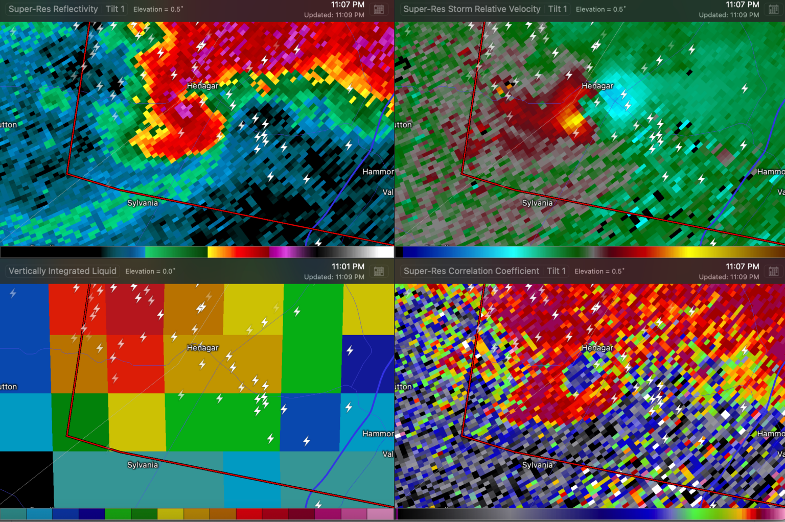 Alabama Update at 1145 pm Second Storm Moving Toward Scottsboro