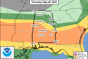 More Storms Possible Tonight For the Southern 2/3 Of Alabama