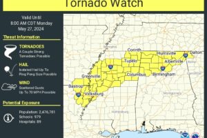 Tornado Watch Until 8 am for Portions of North/Central Alabama