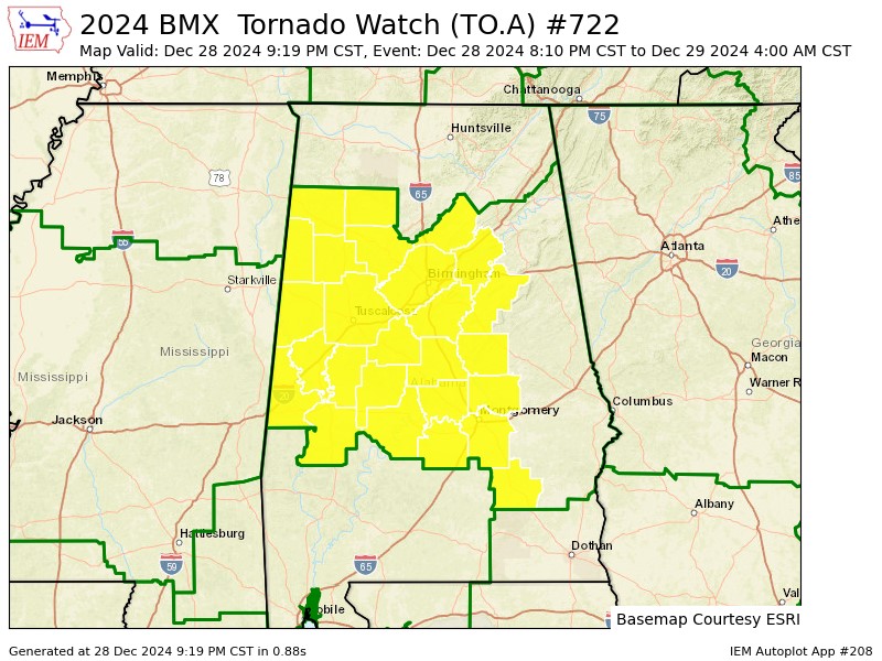 Tornado Watch Expanded to Include More of Central Alabama | Alabama ...