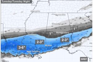 Bitterly Cold Air In Place; Winter Storm For South Alabama Tomorrow