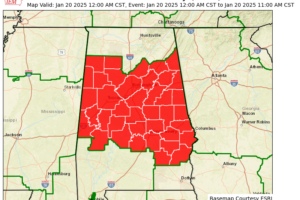 Cold Weather Advisory Issued for All of Central Alabama for Monday 12AM-11AM