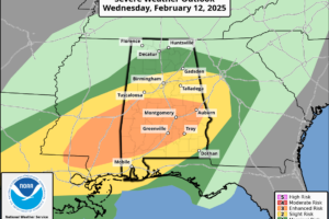 Severe Storms Possible Tonight; Highest Risk Over South Alabama