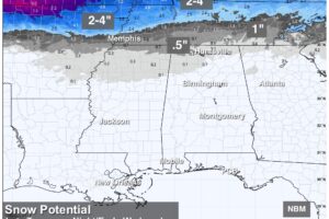 Some Snow For North Alabama Late Tomorrow Night; Rain For Most
