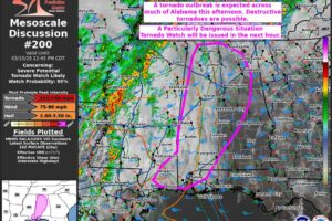 PDS Tornado Watch Coming Within The Hour For Much Of Central/Western Alabama