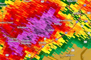 Very Large Hail Moving Back into Southwestern Etowah