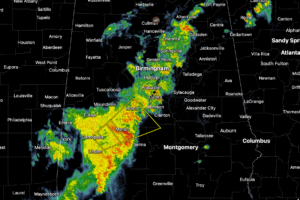 Severe Storm Moving Northeast Across Parts of Central Alabama