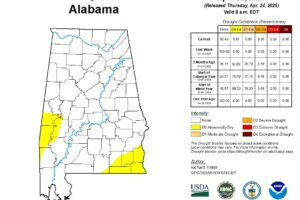 Weekly Drought Update: Some Minor Drought Over South Alabama, But Most Of The State Remains Drought Free