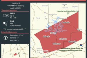 Severe Thunderstorm Warning Issued for Parts of Elmore, Lee, Macon & Tallapoosa Counties Until 1pm