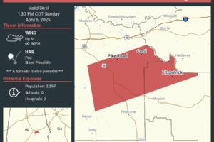 Severe Thunderstorm Warning Issued for Bullock & Montgomery Counties Until 1:30pm