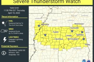 Severe Thunderstorm Watch In Effect For Most Of Central And Northern Alabama Until 11pm Severe Thunderstorm Watch In Effect For Most Of Central And Northern Alabama Until 11pm