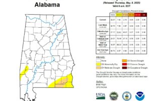 Weekly drought update: slight increase in the drought conditions over Southeast -Alabama