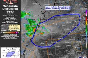 New Mesoscale Discussion Issued By SPC; Severe Thunderstorm Watch Likely