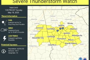 Severe Thunderstorm Watch for Eastern Alabama Until Storms Exit State