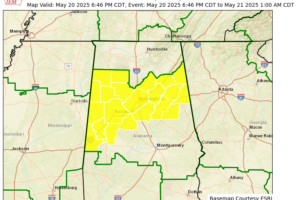 Tornado Watch Issued for Portions of Central Alabama Until 1AM