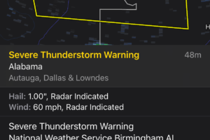 Severe T-Storm Warning for Autauga, Dallas, & Lowdnes Co. Until 3:15pm