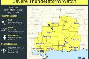New Severe Thunderstorm Watch Issued for Parts of Alabama, Mississippi, and Florida