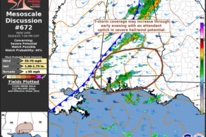 Severe Thunderstorm Potential Across Southern Alabama, the Western Florida Panhandle, and Far Eastern Mississippi — Watch Possible
