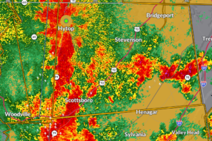 Severe Thunderstorm Warning for Jackson and DeKalb Counties in Alabama and Parts of Middle Tennessee