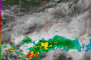 Sunday Noon Update: Storms Sinking Slowly South…Warning for Wilcox