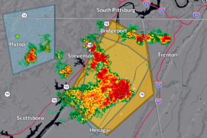 Severe Thunderstorm With Half-Dollar Size Hail Near Ider Moving Toward Bridgeport