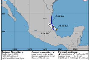 Barry Forms: Heavy Rains, Gusty Winds, and Flash Flood Concerns