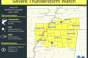 Severe Thunderstorm Watch Issued for Areas Just to the West, Northwest of Alabama